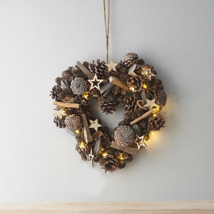 Rustic Heart Shaped Wreath Wit LED Lights