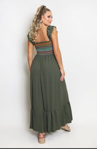 Shirred Bodice Maxi Dress