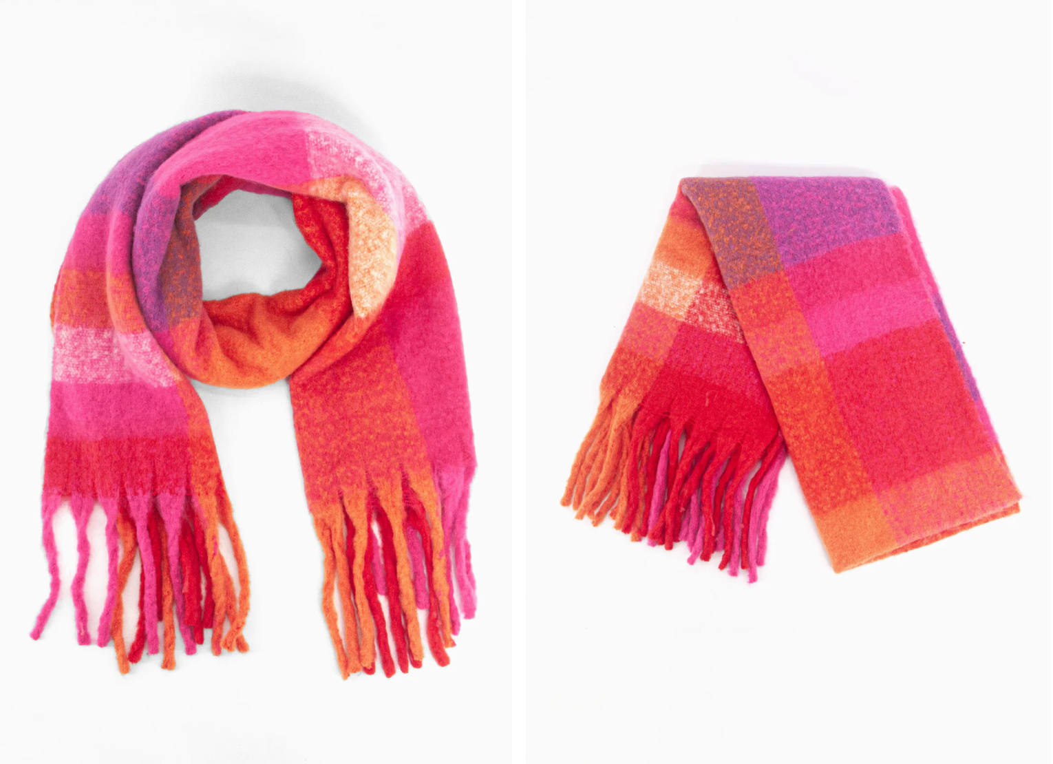 Fuchsia Colourblock Winter Scarf