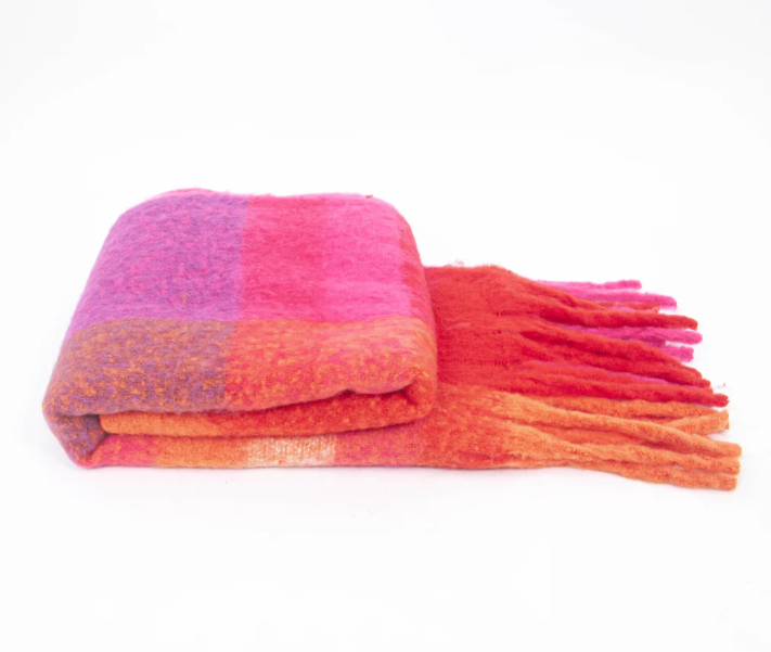 Fuchsia Colourblock Winter Scarf