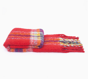 Traditional Red Check Colourblock Winter Scarf