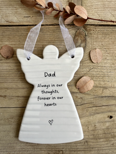 ceramic white hanging dad remembrance message angel 