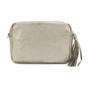 Leather Metallic Crossbody Bag With Detachable Strap