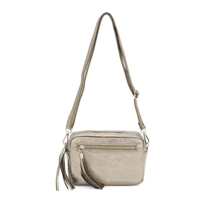 Leather Metallic Crossbody Bag With Detachable Strap