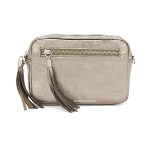 Leather Metallic Crossbody Bag With Detachable Strap