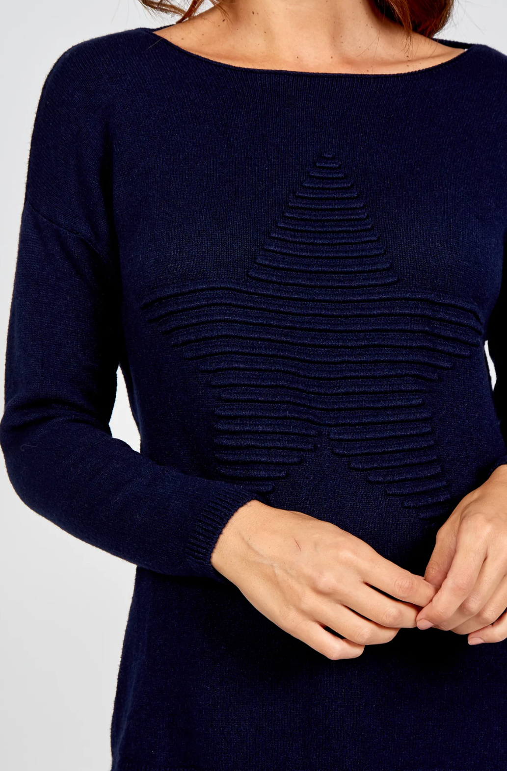 Ribbed Star Jumper - Navy